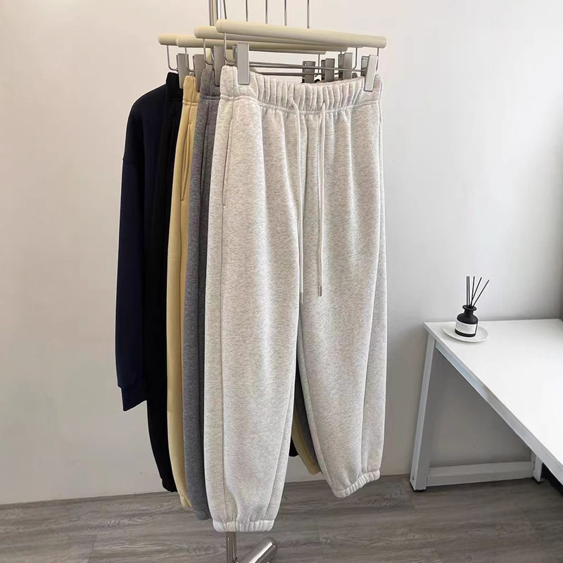 Autumn and Winter Thickened Lamb Fleece Jogger Pants for Women, High-Waisted, Slimming, Loose, Plus-Size, Casual, Sporty, Warm Long Pants