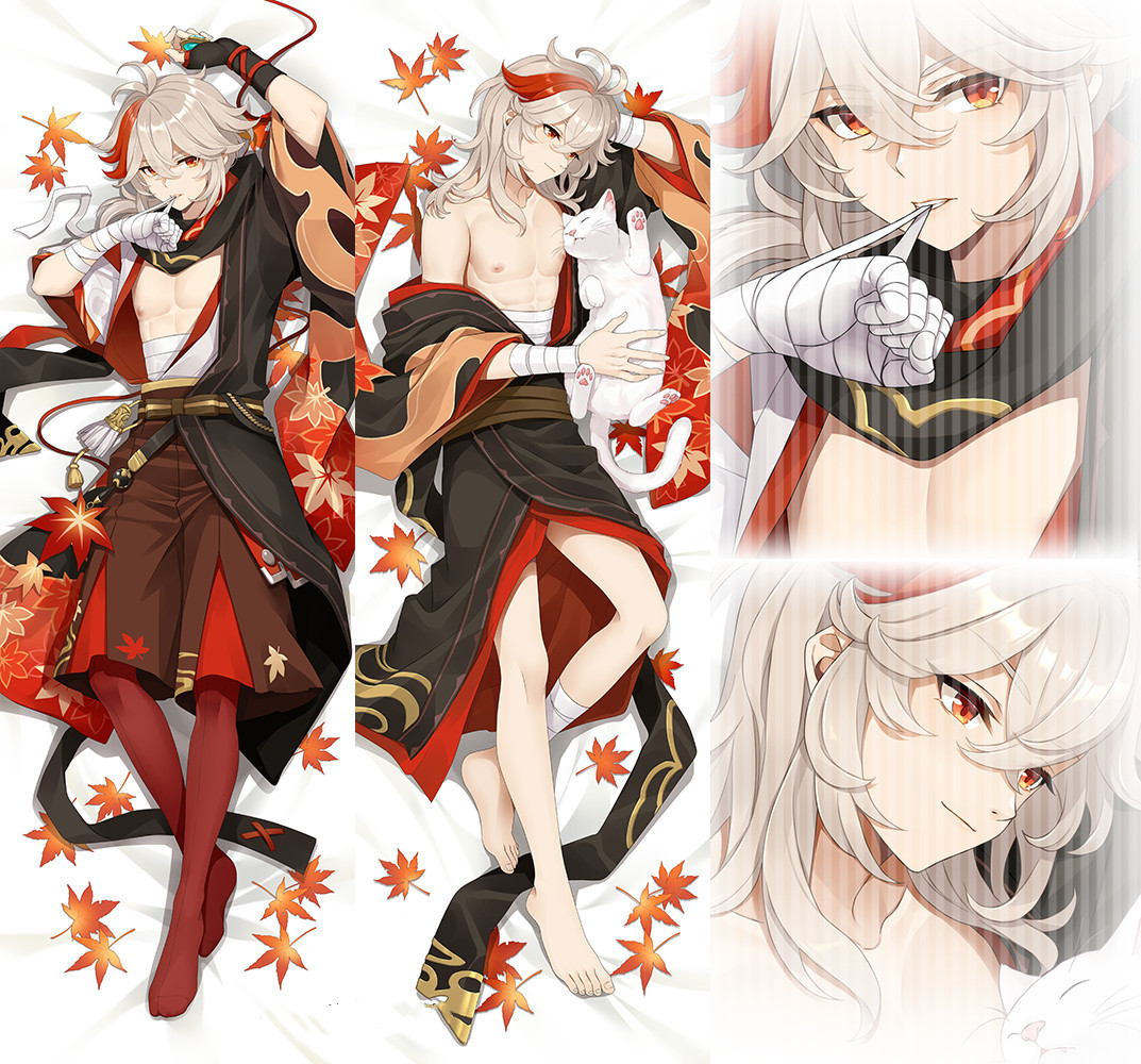Genshin Impact Almohada de Tamaño Real - Funda de Almohada de Kaedehara Kazuha y Accesorios