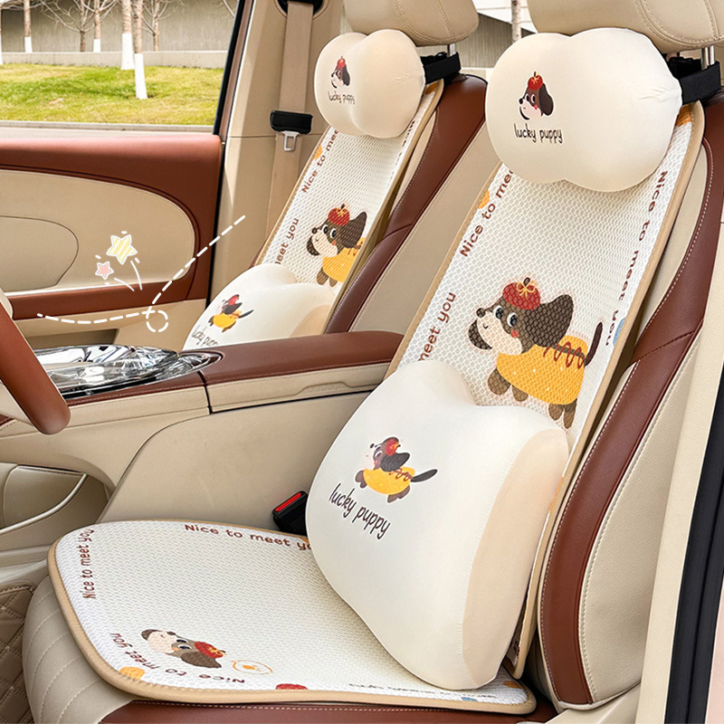 車用シートクッション、四季通用、かわいい漫画柄、通気性のある車用シートカバー、クリエイティブな車内インテリアシートクッション|undefined