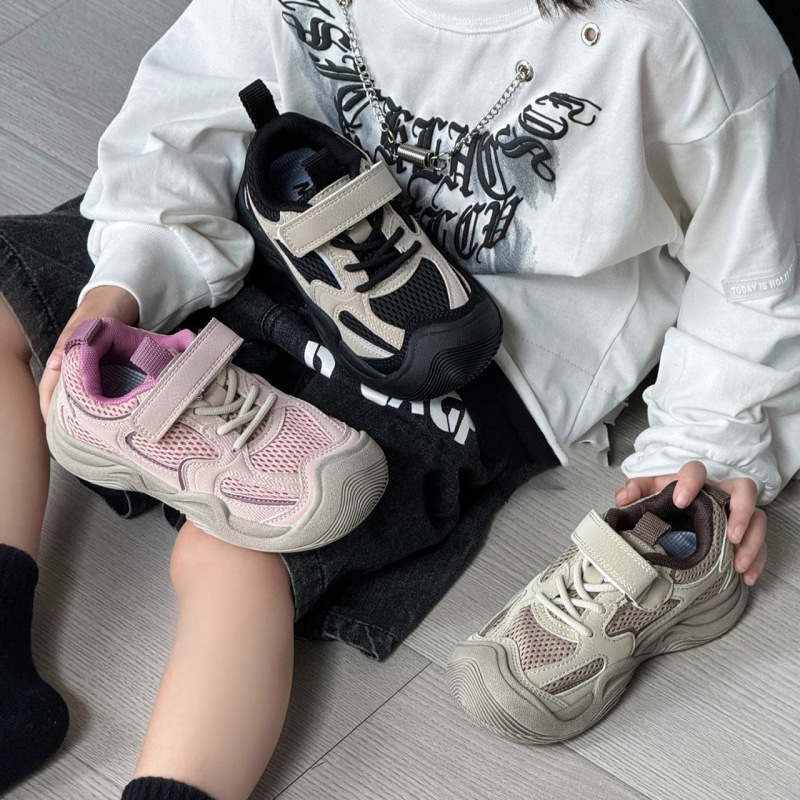 女の子の通気性メッシュシューズ 2025 夏ソフトソール通気性スポーツシューズ男の子軽量子供のお父さん靴カジュアル子供靴|undefined
