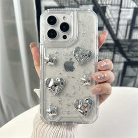 源头工厂适用HONORX6C滴胶闪片金属配件Magic7Lite防摔透明手机壳