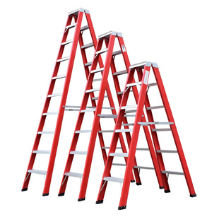Factory Export Insulated Double-Sided Folding Herringbone Ladder Fiberglass Ladder Widened Step Engineering Special