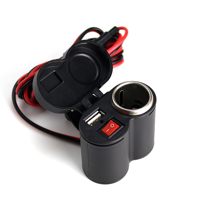 新款摩托车通用USB车载点烟器12V45V防水手机充电器多功能点烟器|undefined