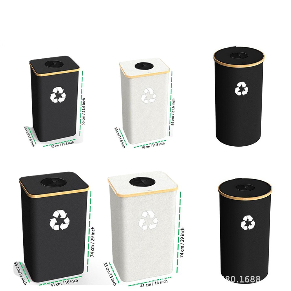 Botella reciclada cesta de almacenamiento de bambú con cubierta cesta de ropa sucia cesta de almacenamiento desmontable cesta de reciclaje caja de reciclaje plegable doméstica