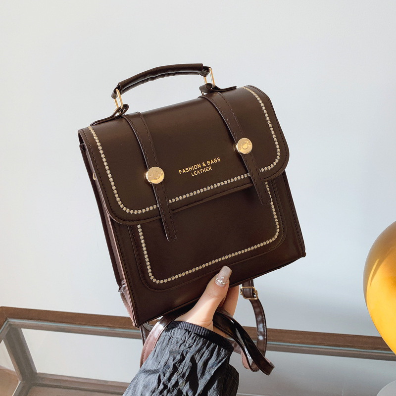 Women's College Style Double Shoulder Handbag And Backpack Solid_voghion.com