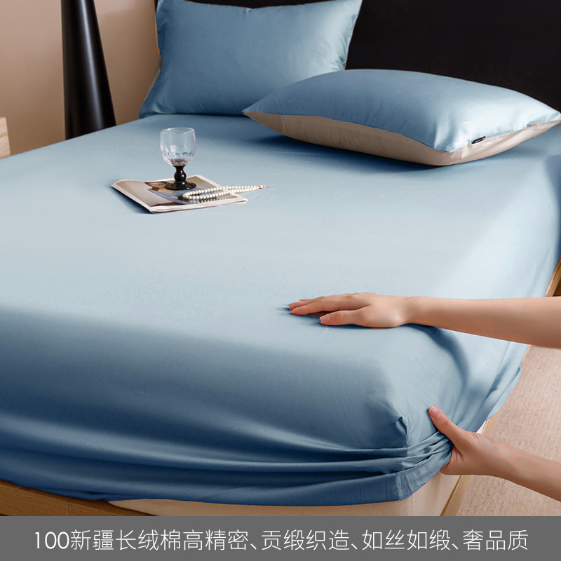 Alta gama de 100 camisas de cama de algodón largo algodón una sola pieza de color sólido tributo satin algodón cubierta de cama de tres piezas