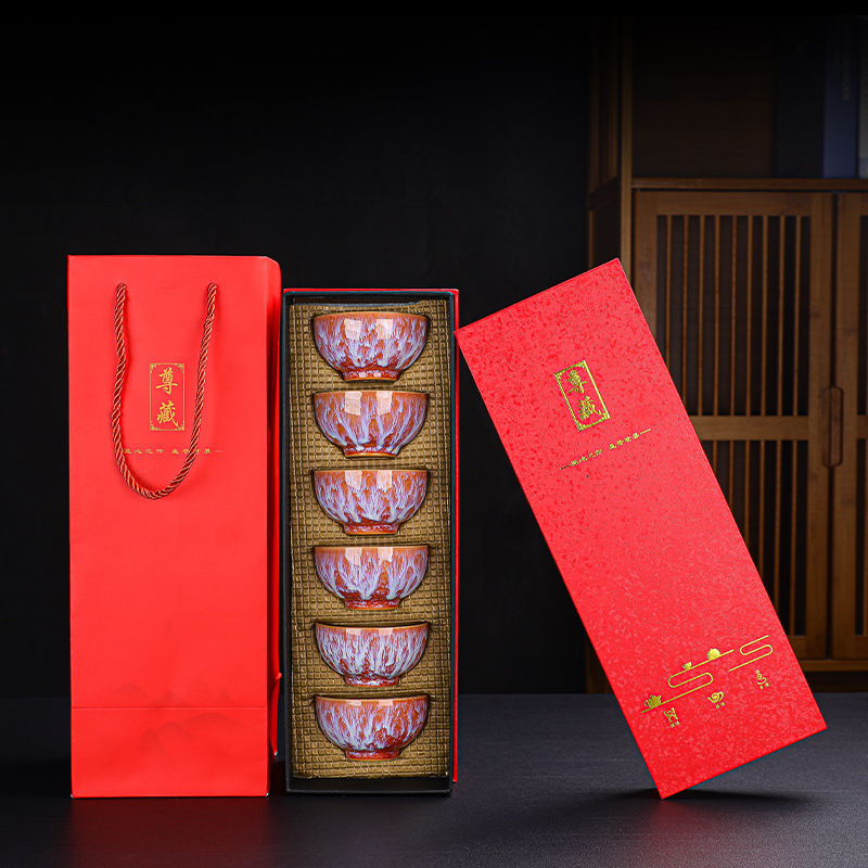 B款—窑变流星杯 (6只嫣红礼盒装)