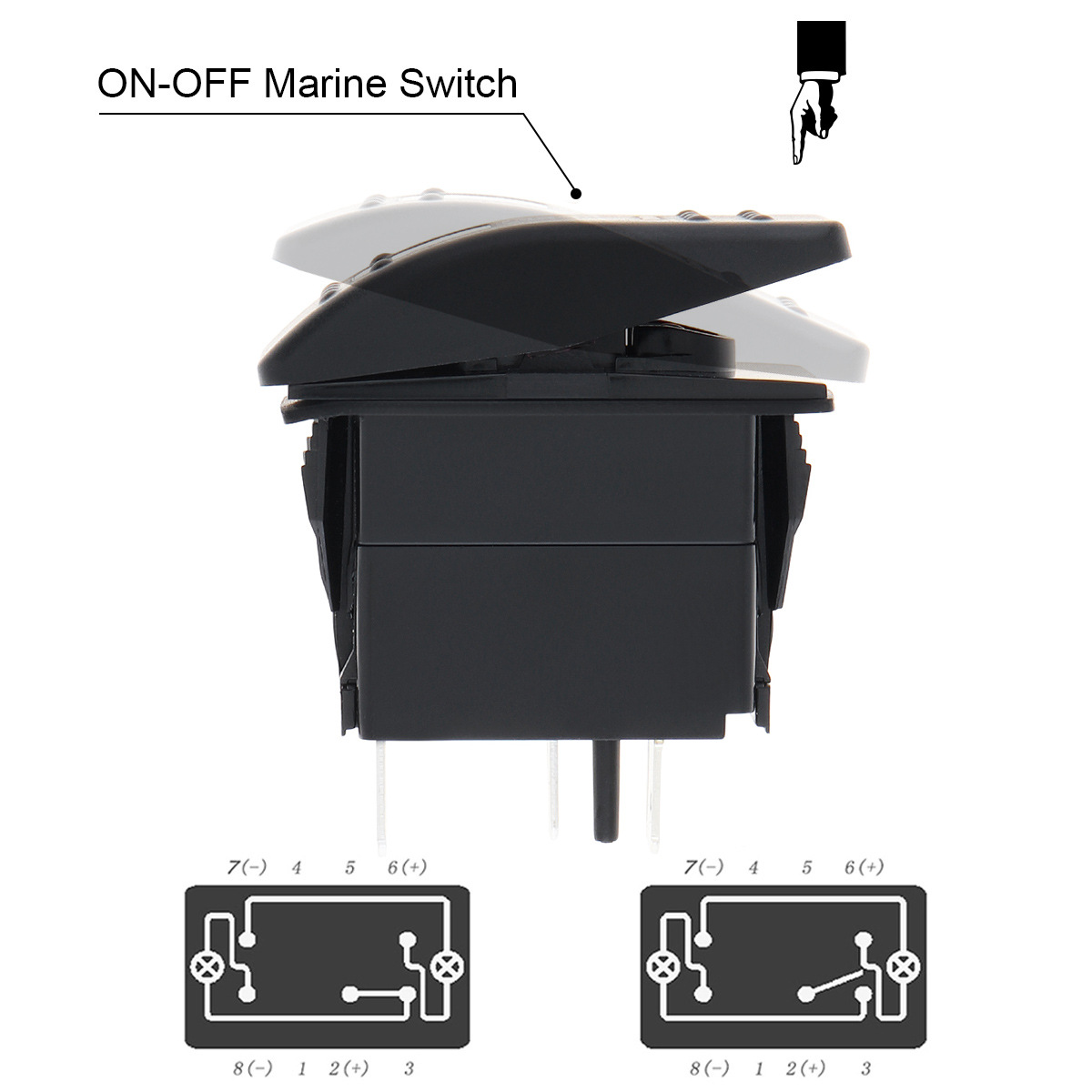 12V 20A 5-Position Rocker Switch Controls LED, Suitable for Car Boat SPDT Switch Black Hard