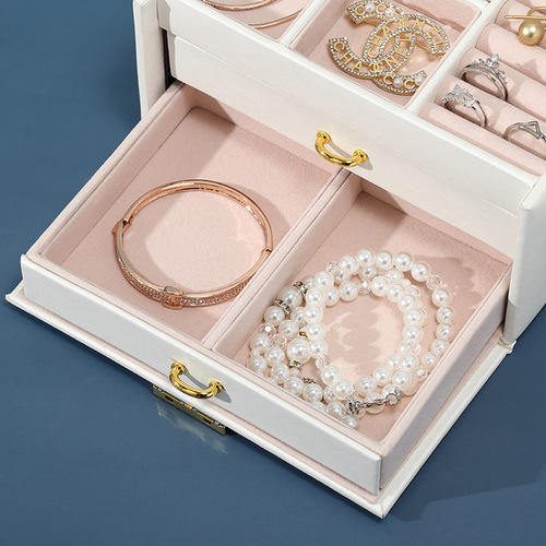 Three-layer large-capacity jewelry storage box, portable jewelry storage box, ring earrings, earrings, home jewelry box storage