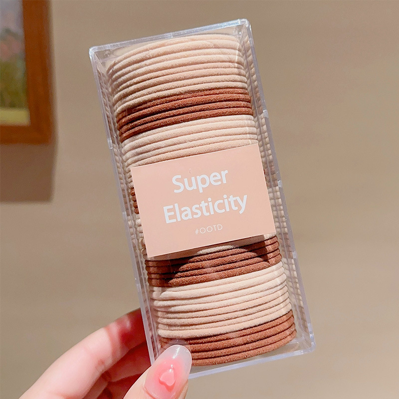 Alta banda de goma elástica banda de pelo cuerda de pelo no duele lazo de pelo alta Cola de Caballo lazo de pelo duradero en caja cuerda de pelo de color coreano