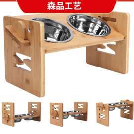 木质宠物碗架家用宠物猫咪狗狗双食盆架宠物喂食器宠物食盆架