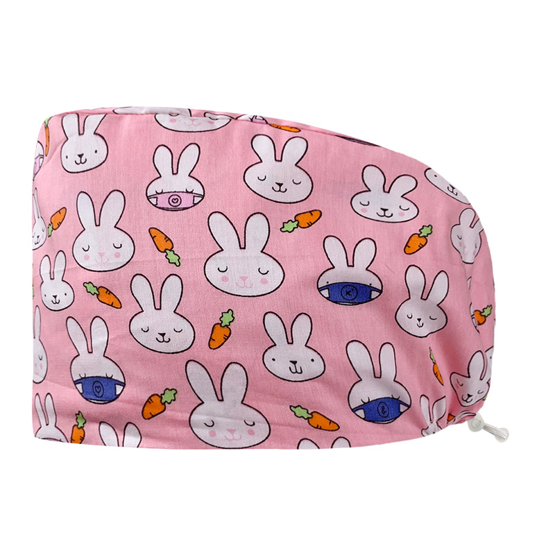 Gorro redondo de algodón puro para hombre y mujer, gorro bonito con estampado de UCI quirúrgico y hebilla, gorro de trabajo ajustable para médico y Hospital, gorro de enfermera