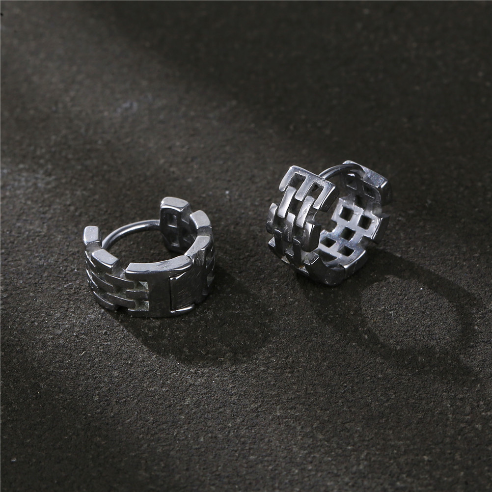 1 Piece Hip-hop Geometric Titanium Steel Plating Men's Earrings display picture 2