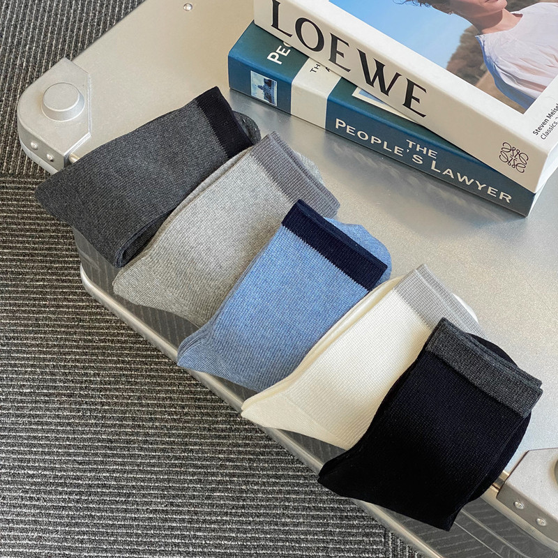 Contrast color socks men's spring and autumn four show color matching socks mouth sweat-absorbent business men's socks high quality breathable cotton socks