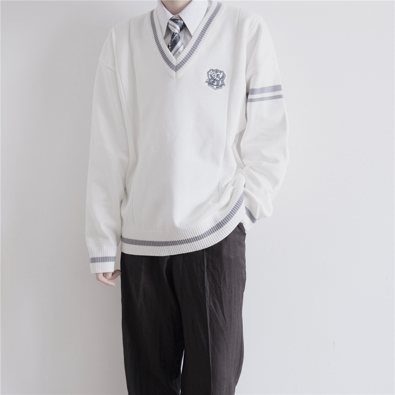 Eagle Linchuan Sweater Japanese Original jk/dk Uniform Pullover Knitted Sweater Boys Black White Khaki
