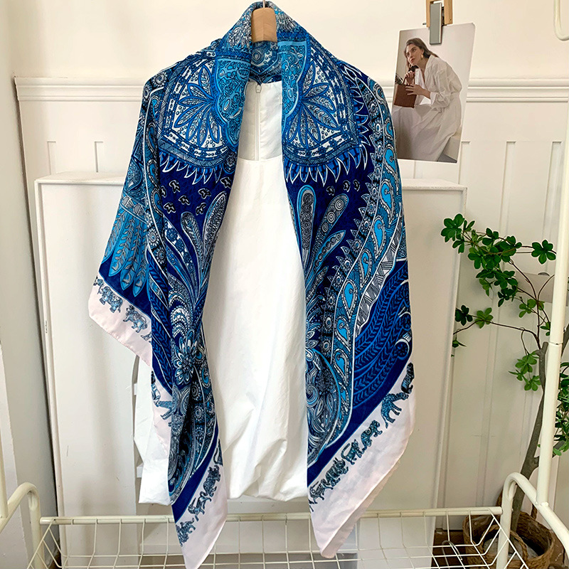 Bufanda cuadrada, sensación de alta calidad, nueva bufanda de lino, protector solar de verano para mujer, bufanda cuadrada grande, bufanda de seda delgada, aire acondicionado, chal exterior