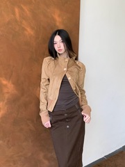 秋季新品双色质感显瘦短款夹克初秋外套上衣