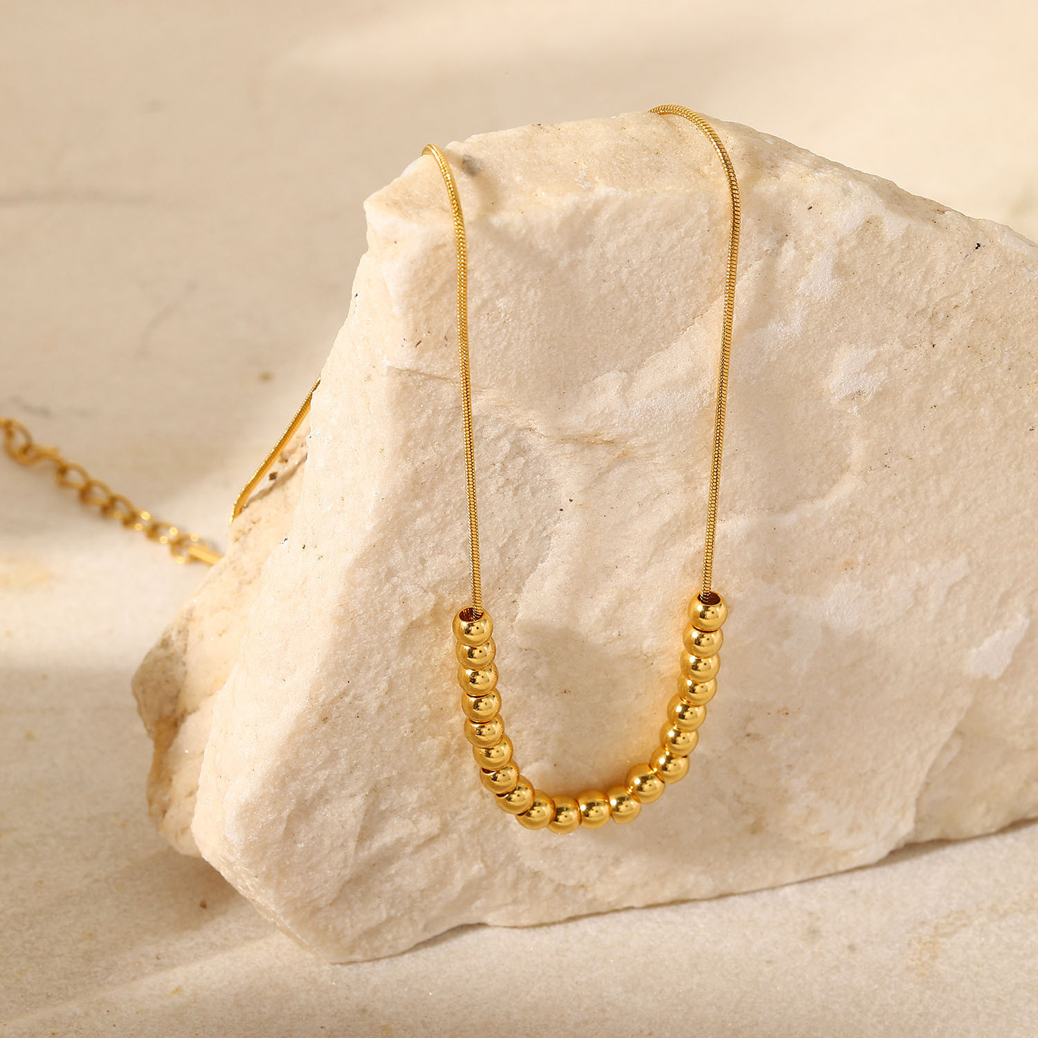 New Style stainless steel Plating 18K Gold round Beads Necklace