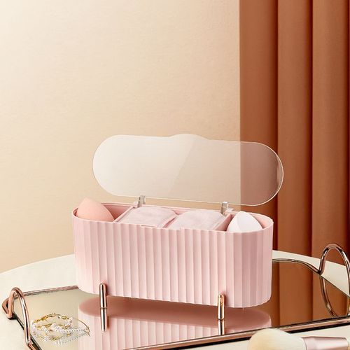 Desktop makeup brush, transparent covered makeup cotton, makeup egg storage box, cosmetics storage box, cotton swab storage box