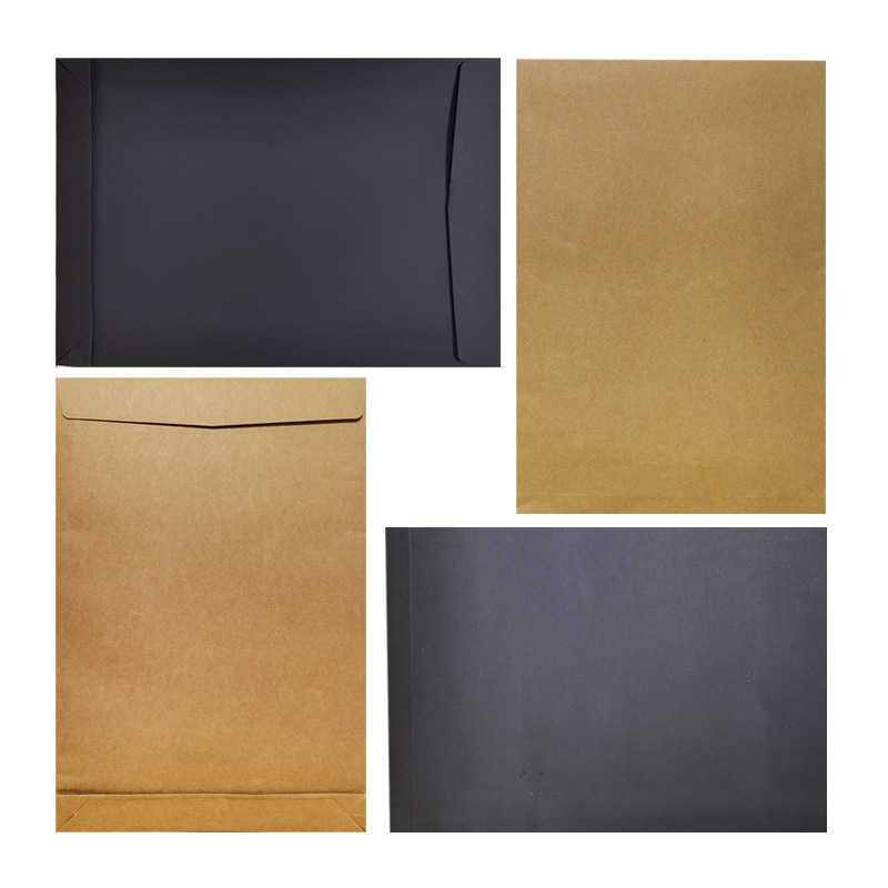 Bolsa de archivo kraft a3 tarjeta negra vertical velcro sobre de archivo universal bolsa de embalaje almacenamiento al por mayor