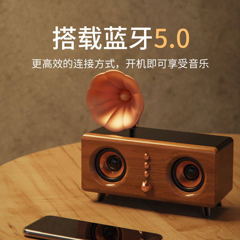 YX レトロ木目調 B6 Bluetooth スピーカーデュアルスピーカー重低音コンピュータデスクトップオーディオクリエイティブギフト装飾品スピーカー|undefined