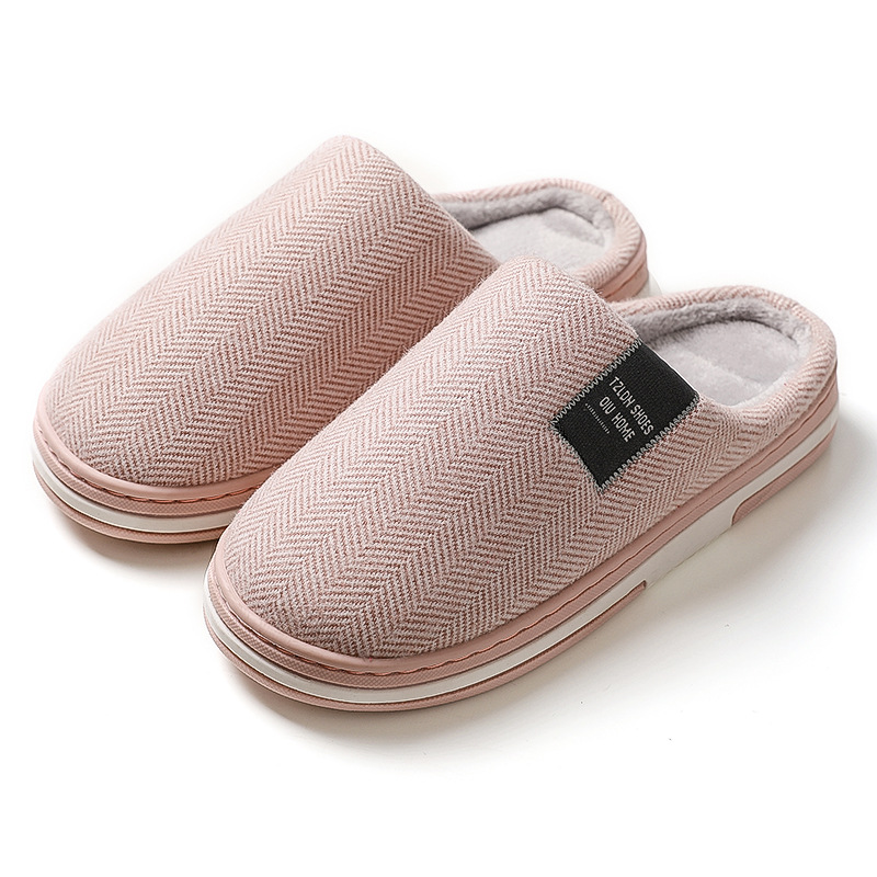 Lidani Extra Large Men's Cotton Slippers Autumn Winter Plush Warm Indoor Non-Slip Silent Couple Cotton Slippers Women_vogvips.com