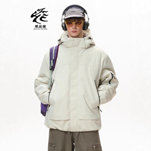 大牌户外三防冲锋连帽棉服男款25冬新登山加厚防风防寒服棉衣夹克