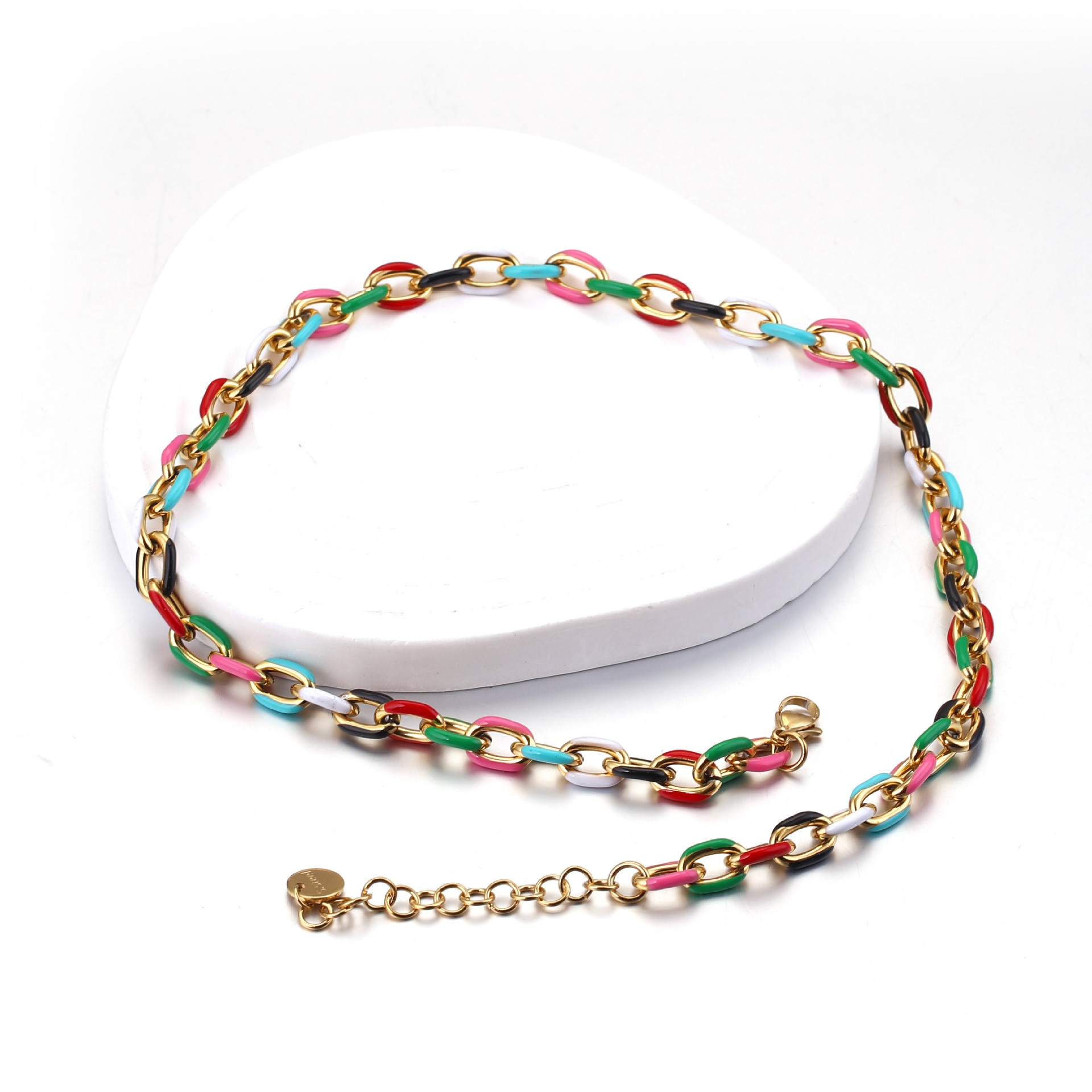 1 Piece Quantity Holiday, Daily Occasion PVD Coated Real Gold Plated Color Block 304 Stainless Steel Modern Style Simple Style Waterproof Non Tarnish 304 Stainless Steel Lobster Trigger Clasp Closure Chain Bracelet
