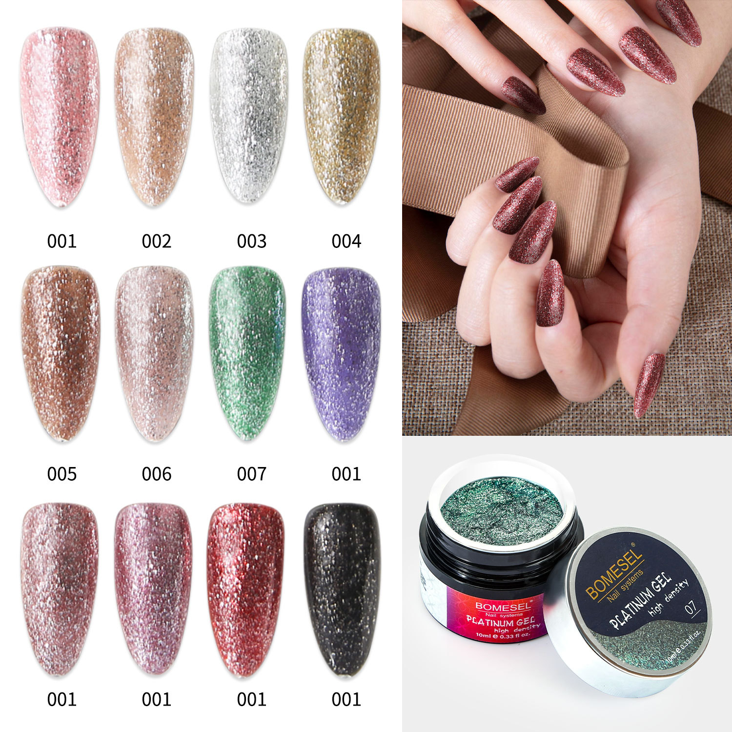 Pegamento de esmalte de uñas de platino intermitente a la luz de las estrellas brillante transfronteriza 12 colores rojo neto popular pegamento de función especial para tienda de uñas blancas