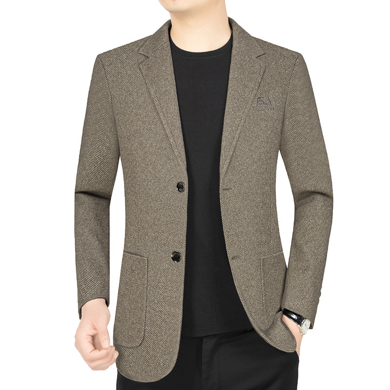 Men's Casual Business Suit Jacket 2026 Spring New Fashion Slim Fit Top Middle-Aged Men's Trendy Suit