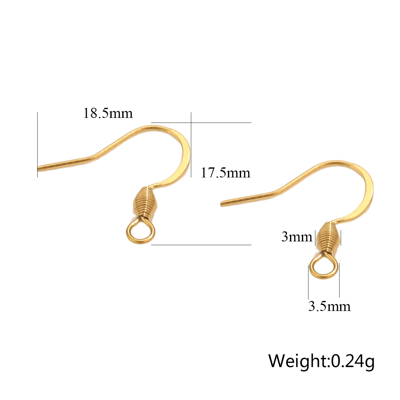 Aplanar el gancho de oreja espiral - oro