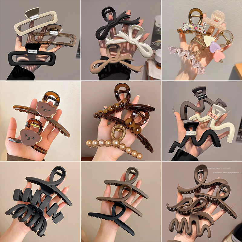 Pinzas para el cabello coreanas exquisitas y de alta gama para mujer, versátiles para peinados recogidos en la parte posterior de la cabeza, pinzas de tiburón, tamaño extragrande para cabello grueso, pinzas de garra, horquillas.