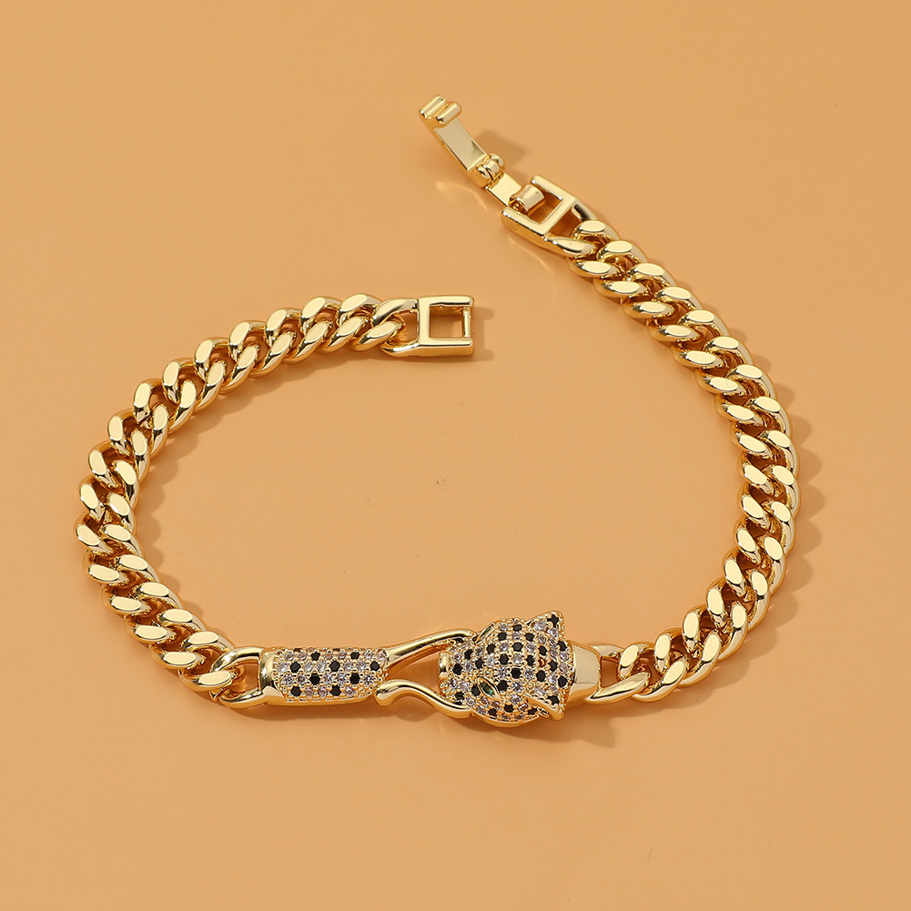 Hip-Hop Animal Copper Gold Plated Zircon Bracelets