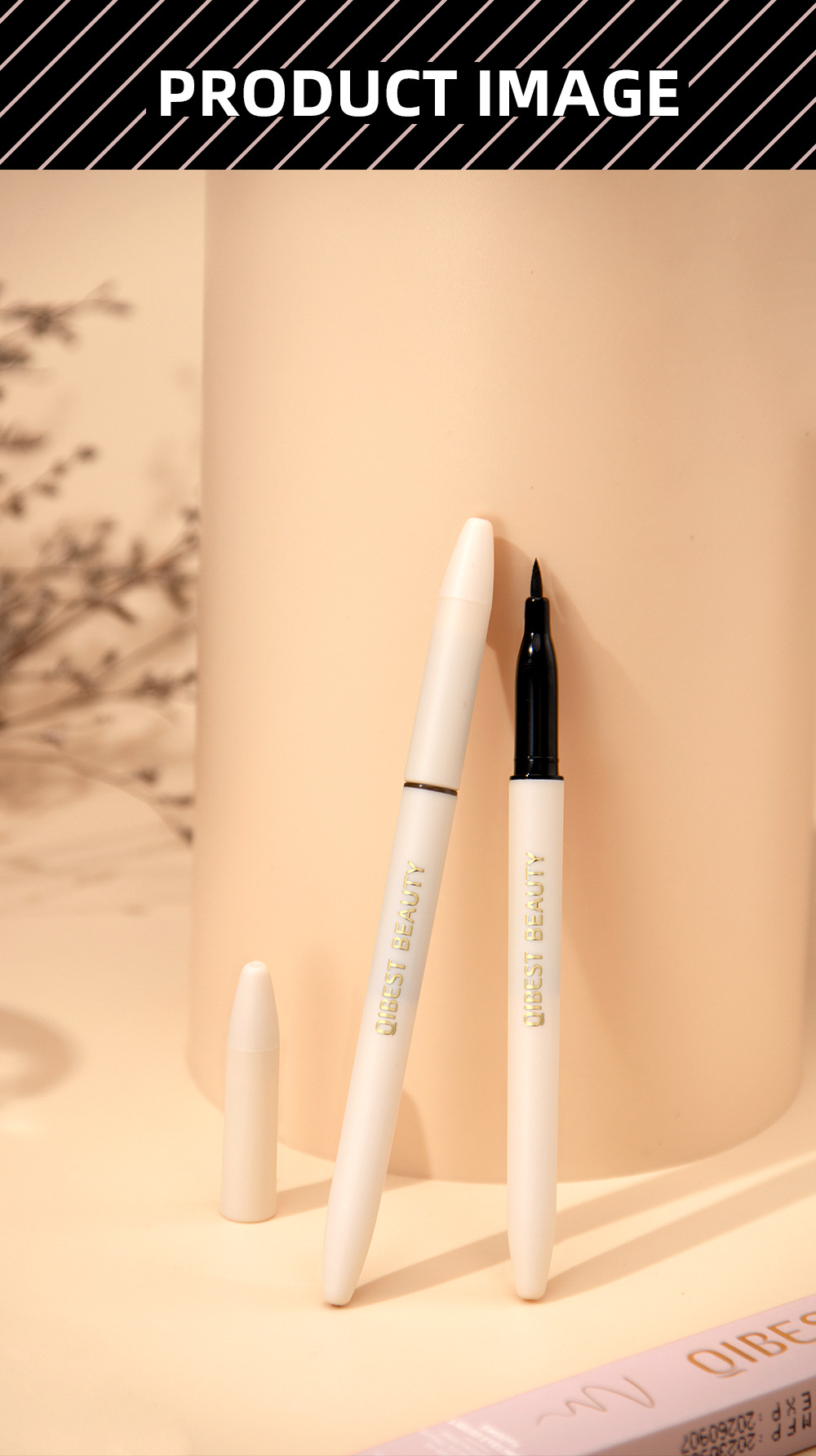 QIBEST eyeliner liquid pen is waterproof, sweat-proof, does not smudge, does not smudge makeup, and is a dark eyeliner pen that dries quickly for beginners undefined