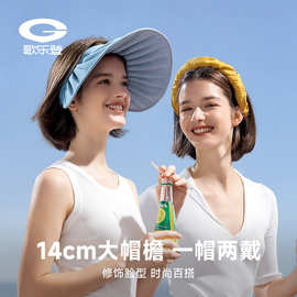 夏季新款贝壳帽女户外遮阳薄款透气空顶防晒帽卷折发箍绑发XMZ261