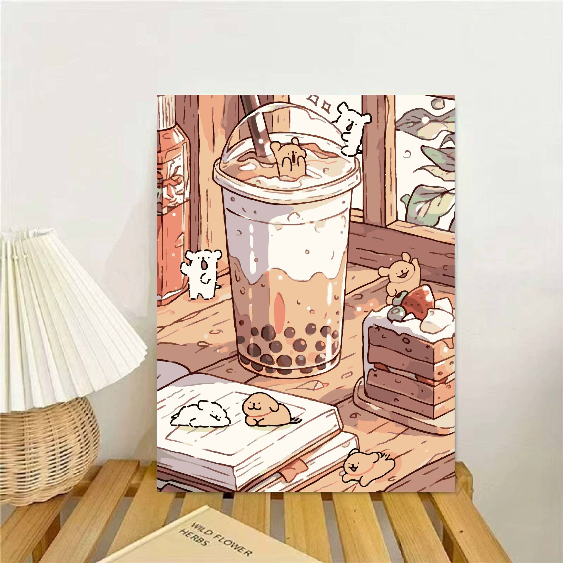 Líneas perros pinturas al óleo digital hechas a mano DIY pinturas de relleno encantadoras desencompresas pinturas al óleo de dibujos animados acrílicos pinturas colgantes pintadas a mano