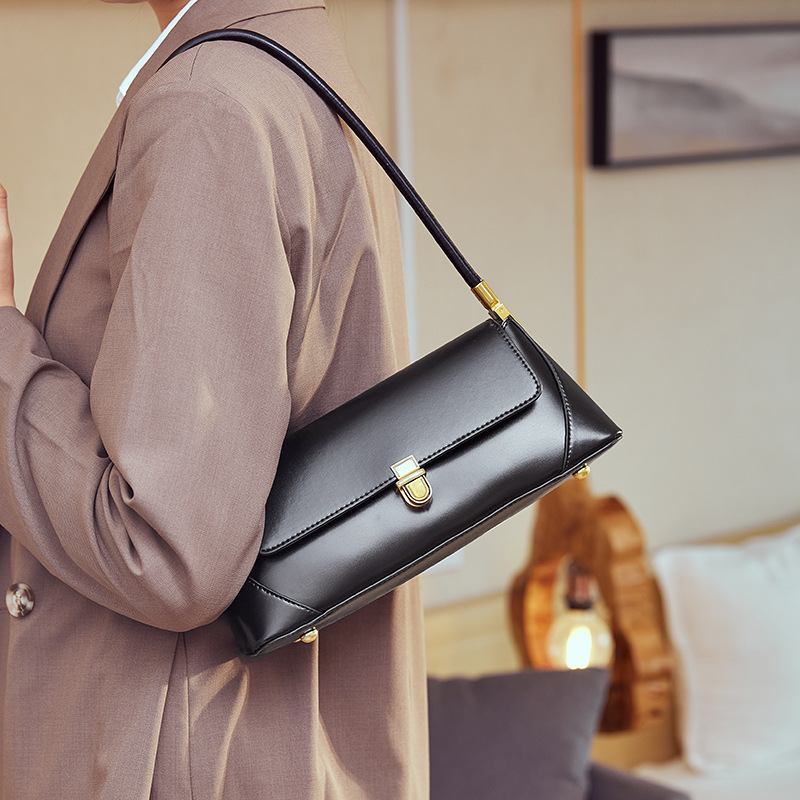 Niche Baguette Bag For Women 2025 New Arrival Genuine Leather Trendy Underarm Bag Summer French Style Shoulder Bag - Thumbnail 4