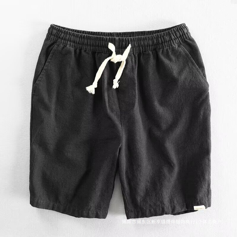Cotton and Linen Cool and Comfortable Original Summer Men's Breathable Linen Straight Casual Quarter Shorts and Three-Quarter Pants Trendy