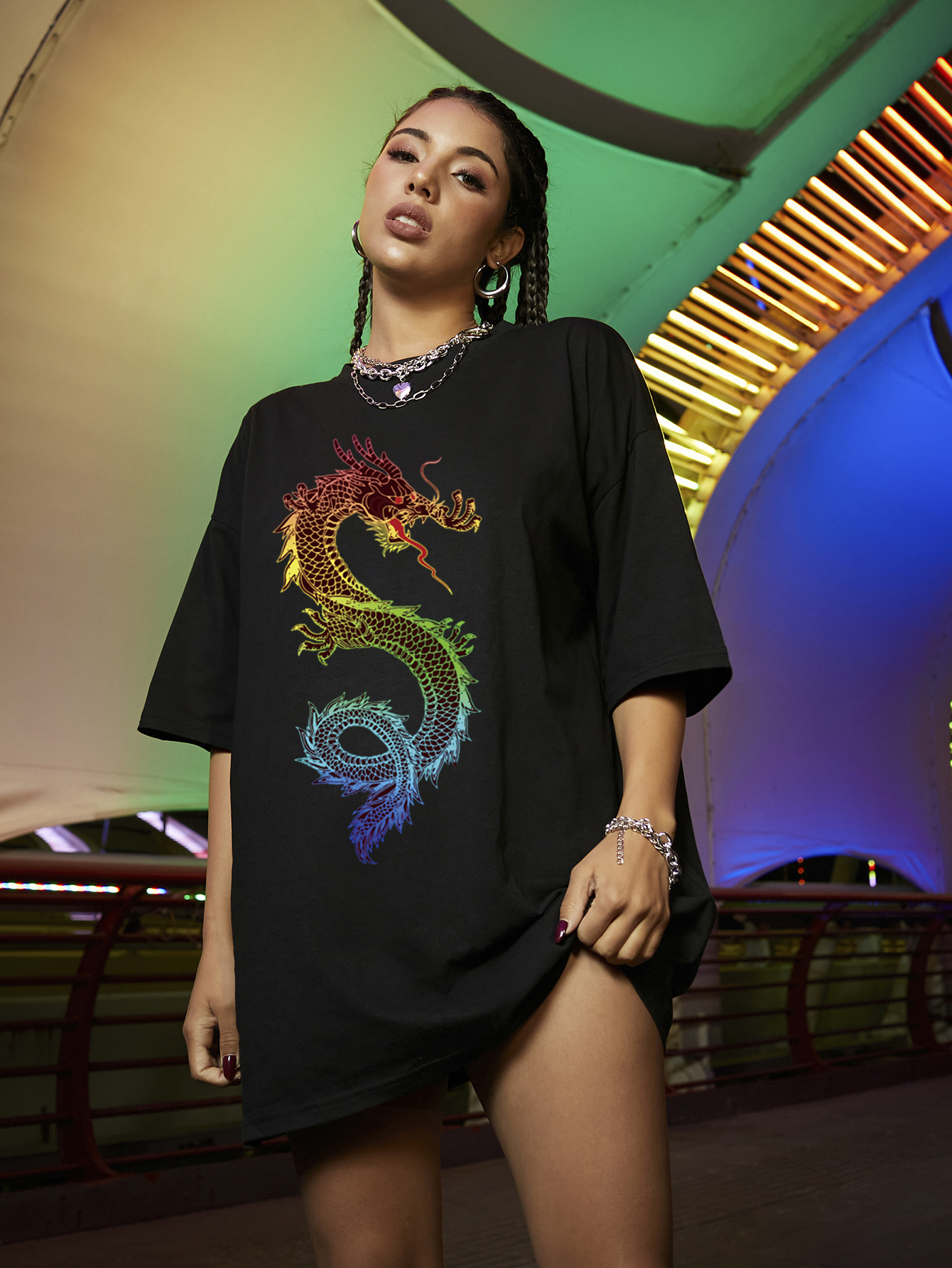 dragon totem print short-sleeved T-shirt nihaostyles clothing wholesale NSSN83693