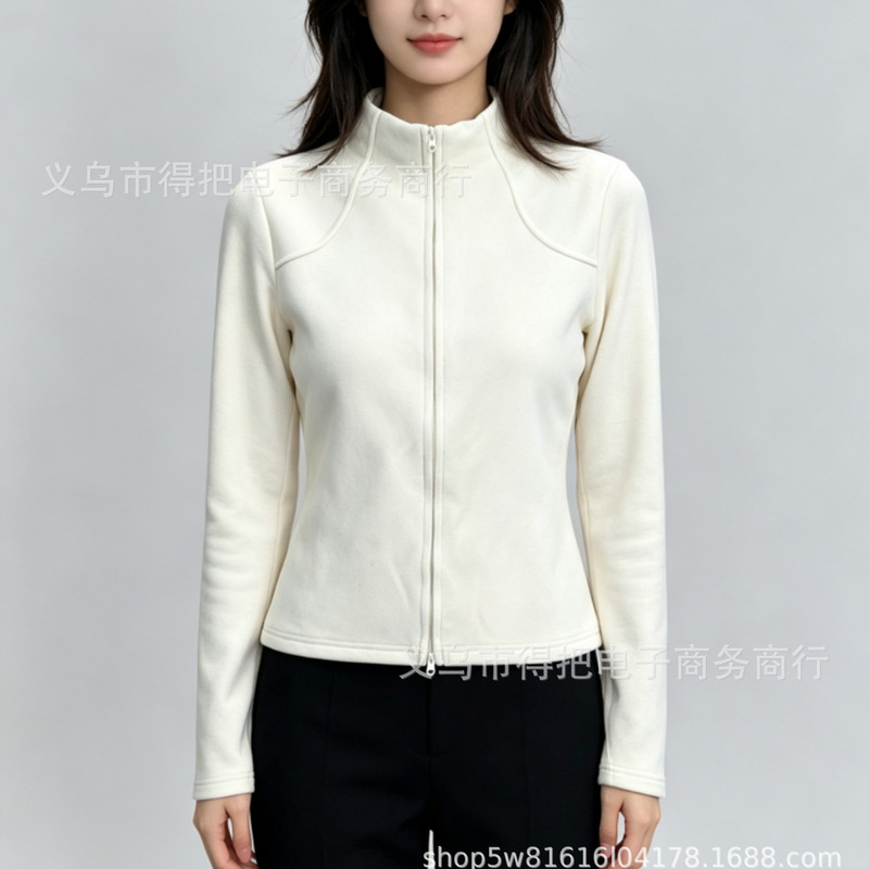 Stand Collar German Velvet Zip-Up Jacket, Thin Sports Sweatshirt, Slim Fit Short Coat, One-Piece Drop Shipping Stand Collar German Velvet Zip-Up Jacket, Thin Sports Sweatshirt, Slim Fit Short Coat, One-Piece Drop Shipping