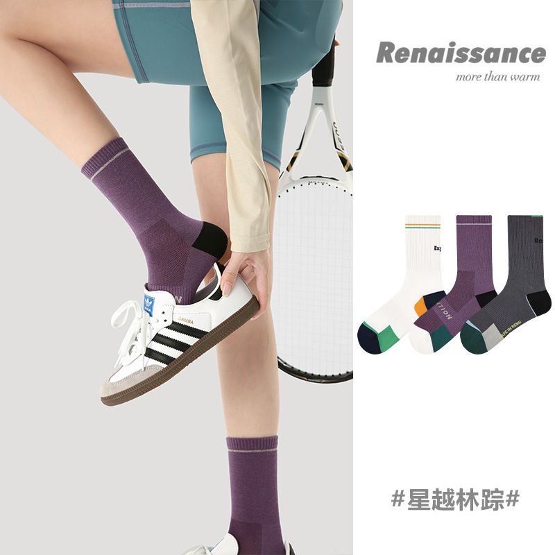Renaissance Original Women's Socks Spring and Summer Thin Breathable Sports Style Mid-Calf Socks Combed Cotton Socks for Women