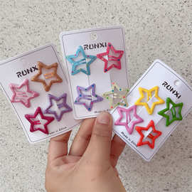 网红可爱星星发夹女侧边刘海bb夹子宝宝彩色五角星发卡2元店批发