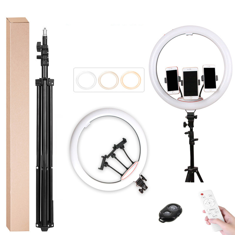 Fábrica en stock de segunda generación de 18 pulgadas luz de belleza en vivo 18 pulgadas con soporte para teléfonos móviles suministrado a través de la frontera