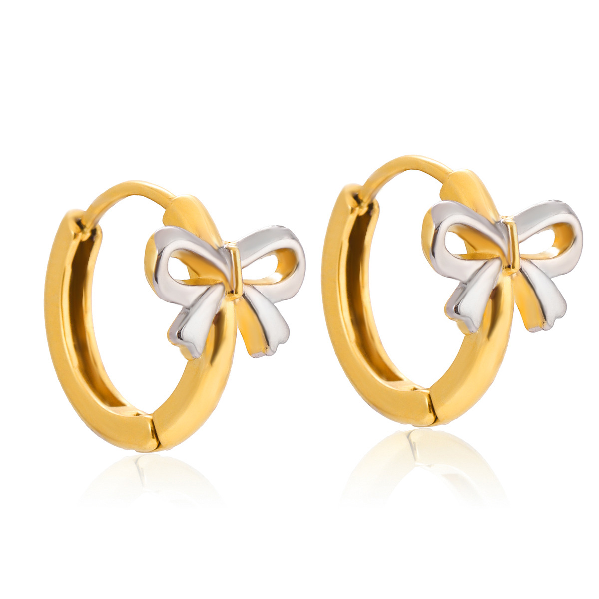 Wanxing europa y americana acero inoxidable galvanizado de doble color arco dulce arco de color aretes de color simple universal temperamento de venta caliente transfronterizo