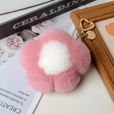 肉嘟嘟獭兔毛太阳花皮草挂件獭兔毛 小花朵包包挂饰 汽车钥匙扣