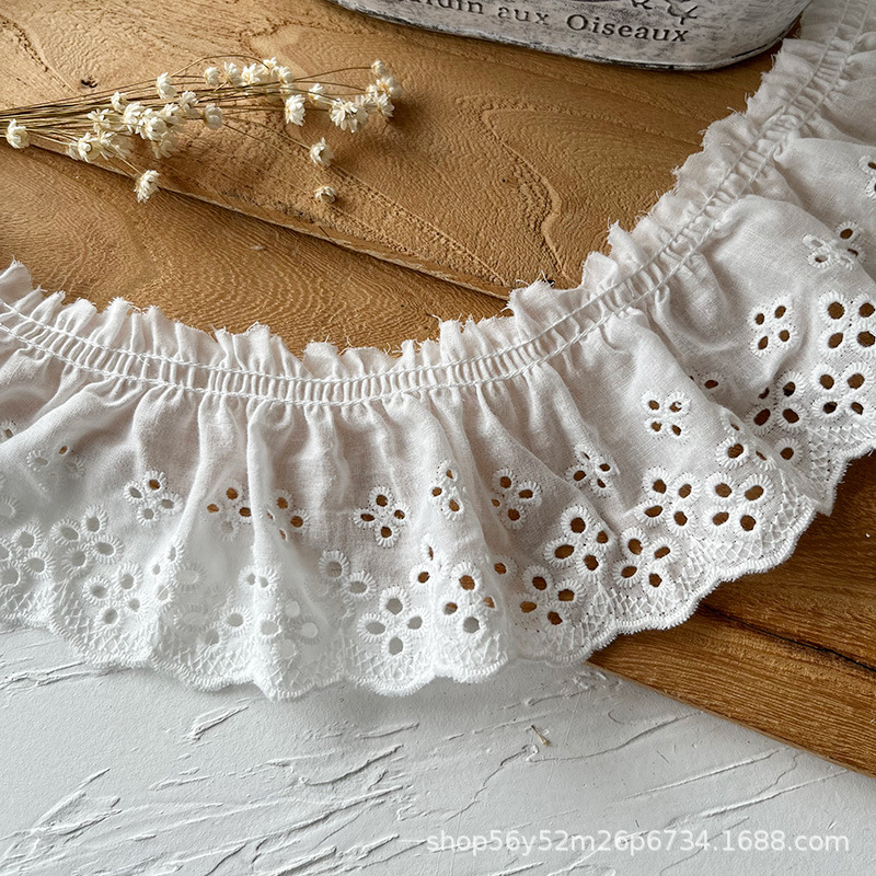 現物の多くの綿の刺繍のしわのレースの家庭用紡績の服装の補助材料の手作りのDIY布芸の白い杏色の卸売り