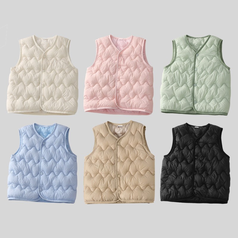 Otoño y invierno nuevos chalecos de niños de moda para niños de mediana edad, ropa de algodón delgada, chalecos de ropa interior y ropa exterior