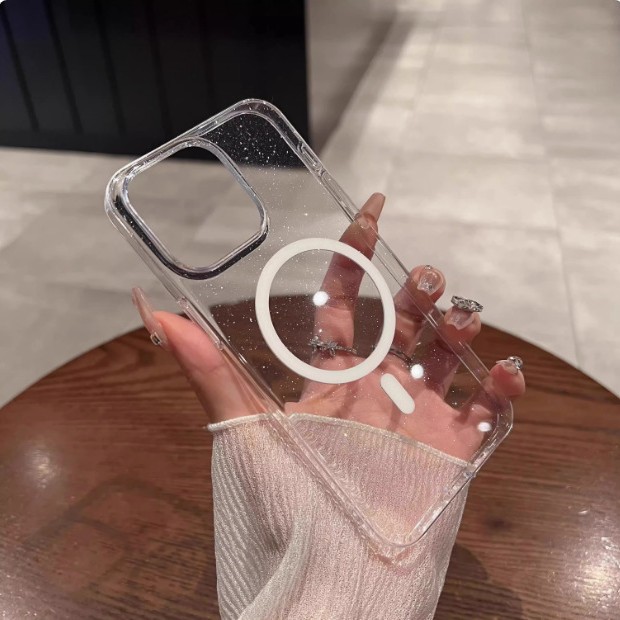 Pc brillo simple y transparente para iPhone16ProMax magnético 15 funda para teléfono móvil 13 Apple 14 hombres y mujeres 16 duro