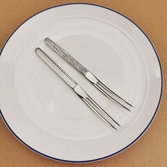 轻奢水果叉食品级18-10不锈钢甜品叉子家用高级感水果签304厚柄叉