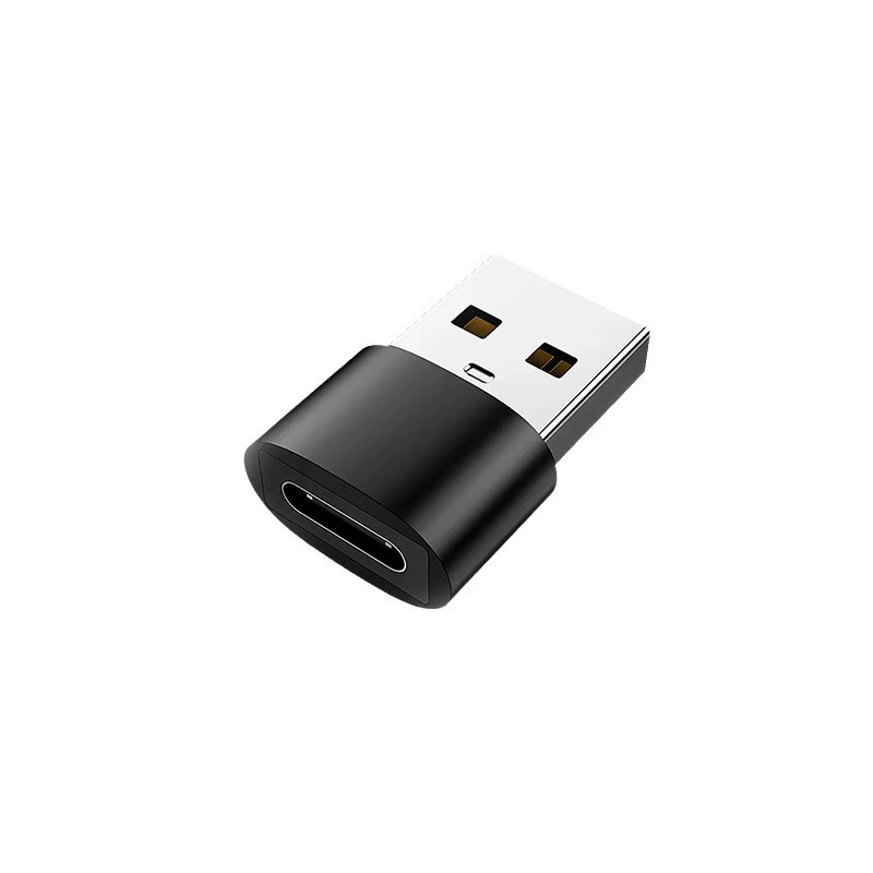 Адаптер USB 2.0 A к Type-C, компактный алюминиевый корпус, реверсивный порт USB-C (черный/серебристый/красный)
